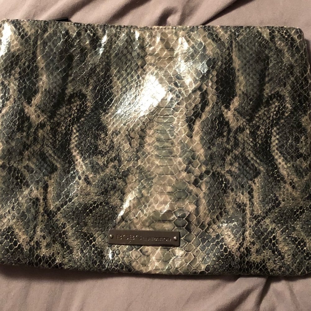 Snake skin print clutch